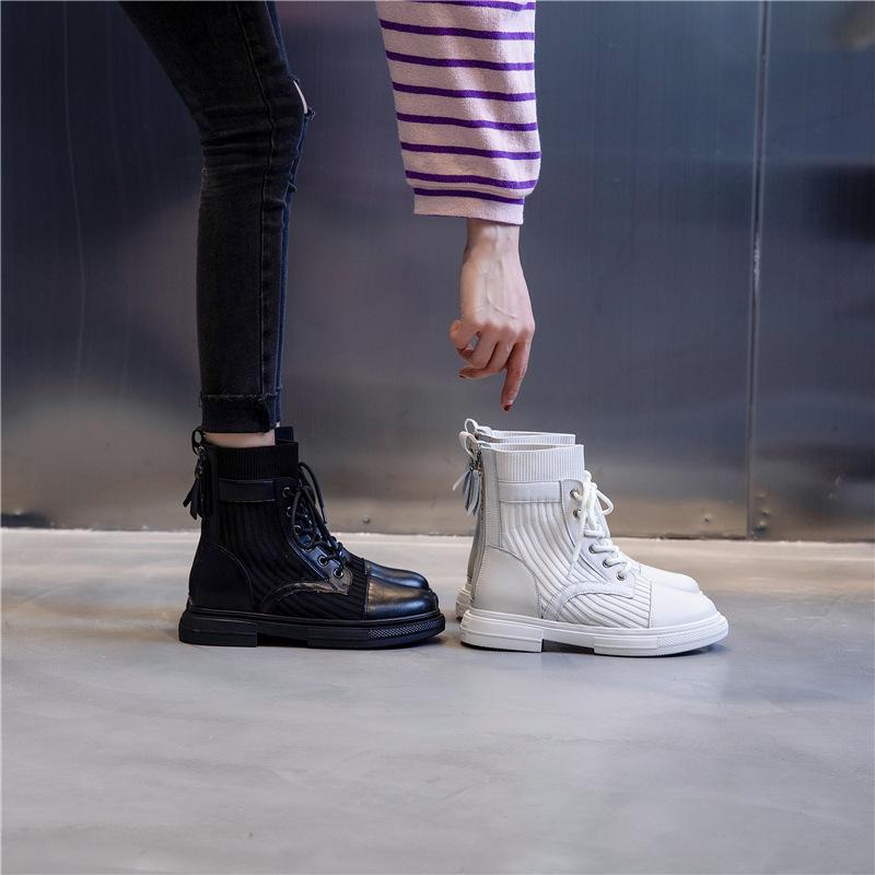 Martin Boots Women's 2025 Autumn and Winter Platform Socks Short Boots Children's Medium Tube Retro Leather Women's Shoes Trendy Retro Style