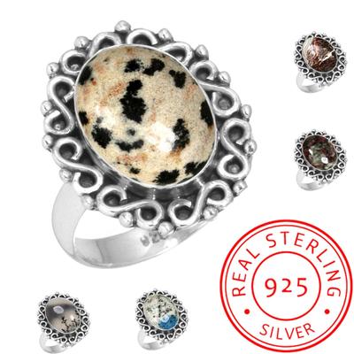 925 Sterlingsilber Ring Damen Edelstein Handgefertigter Schmuck Erntedankgeschenk Crazy Lace Achat Dalmatiner Dendritopal Eudialyt Howlith K2 Jaspis
