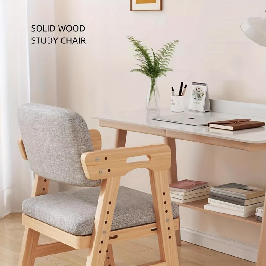 Solid Wood High Chair for Toddlers To Teens Adjustable Height Toddler Dining Study Chair Easy To Clean Highchair with Cushion