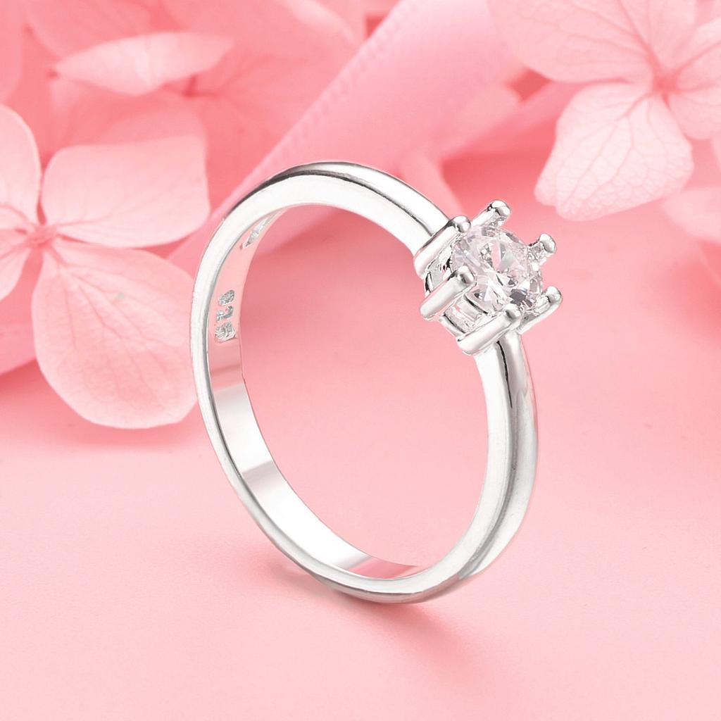1 Piece 925 Sterling Silver Open-Ended Exquisite Zircon Ring for Women, Jewelry Gift, Wedding Accessories