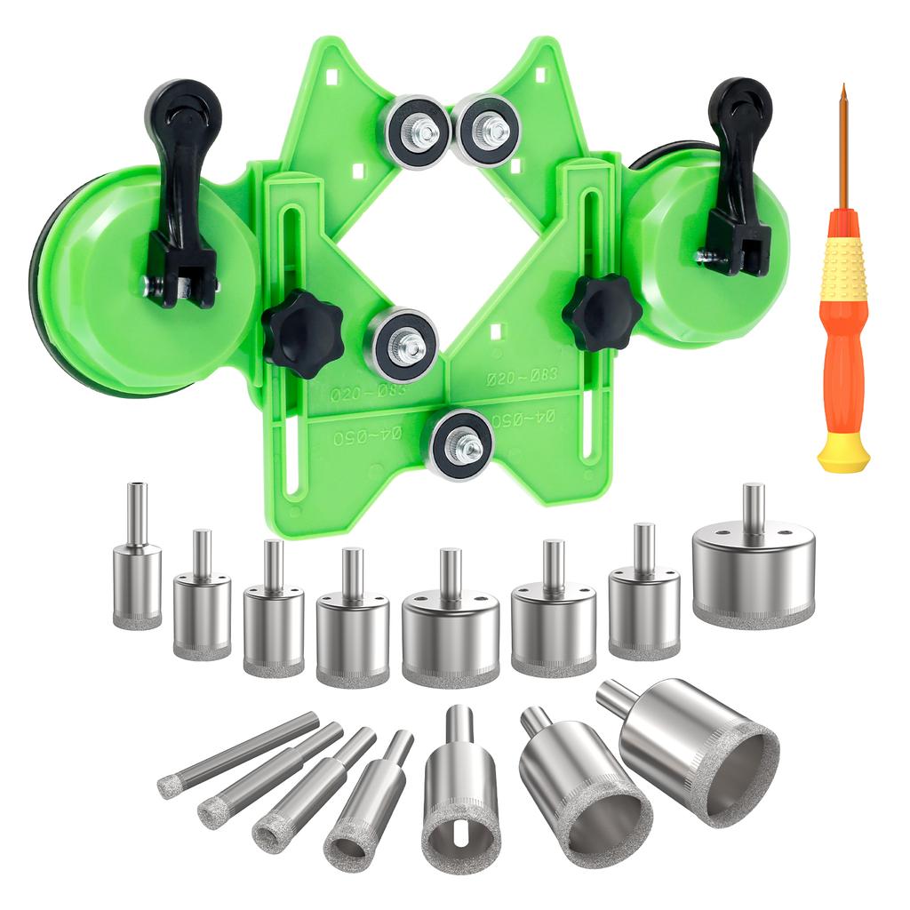 1 Set Diamond Hole Saw Kit Tile Hole Saw Kit with Double Suction Cup Guide Jig Practical Tile Hole Saw Kit for Ceramic and Glass