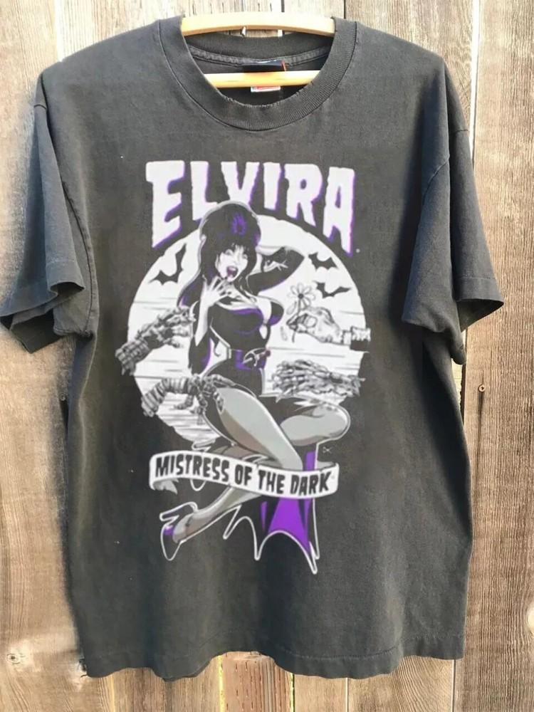 

Vtg 00s Elvira Mistress of The Dark Movie Charcoal Unisex Tshirt Reprint S