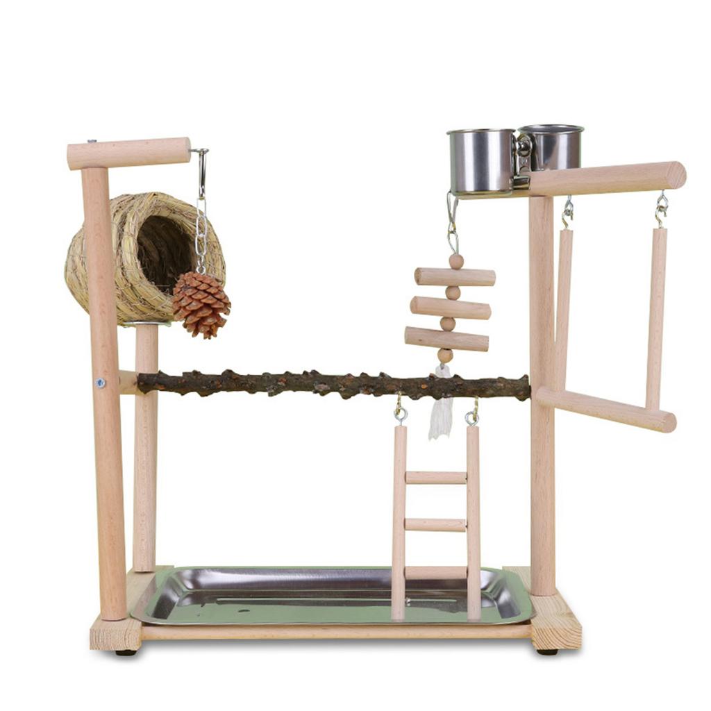 Lovebird Parrots Cage Perch Stand Bridge Nest Swing Climbing Wooden Training Ladder Toy for Bird
