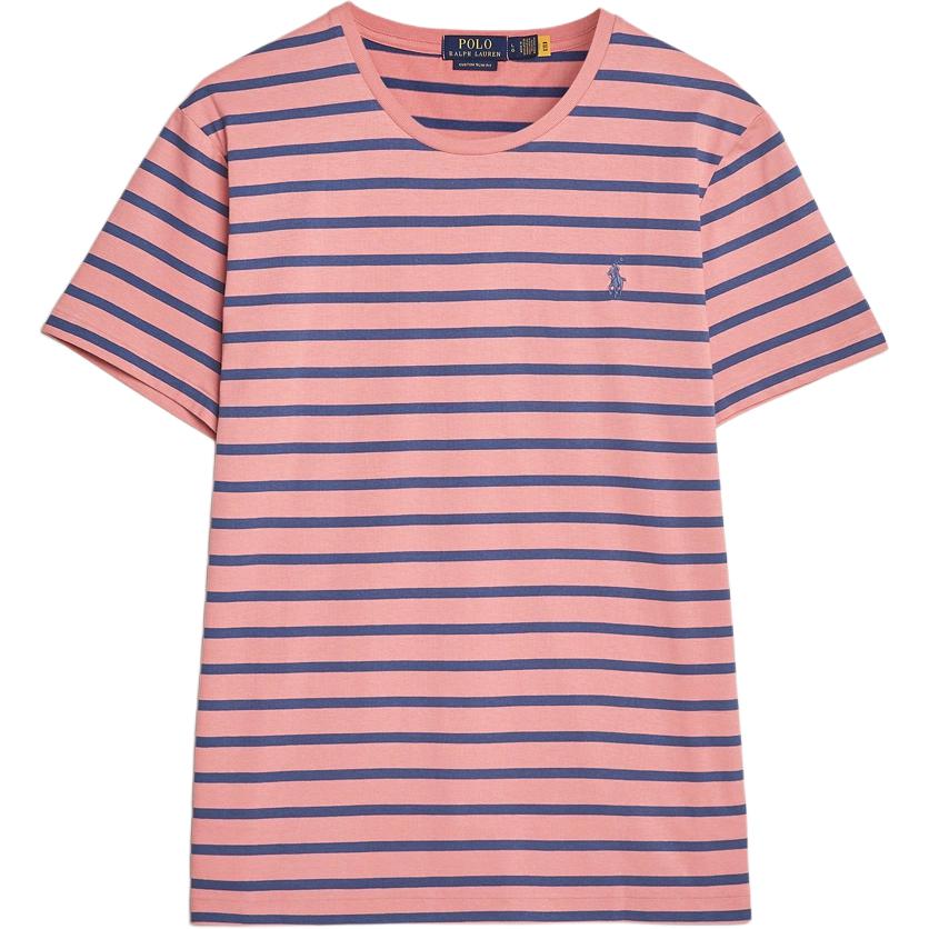 Мужская футболка в полоску с круглым вырезом Slim Fit Polo Ralph Lauren Розовый 710938134-010 XL 10360₽