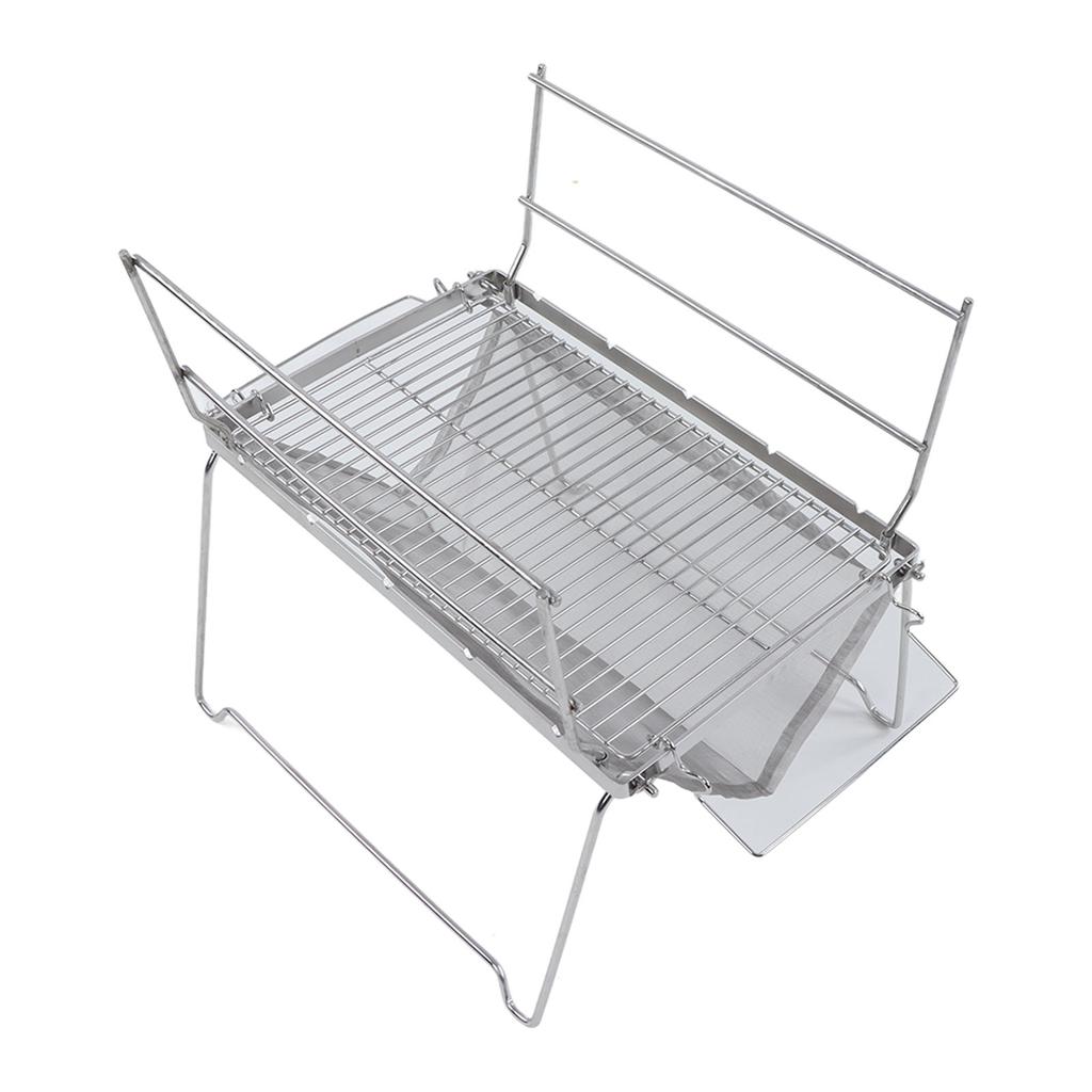 Camp Grill Grate Stainless Steel Temperature Resistance Foldable Portable Silver Barbecue Grill for Cooking