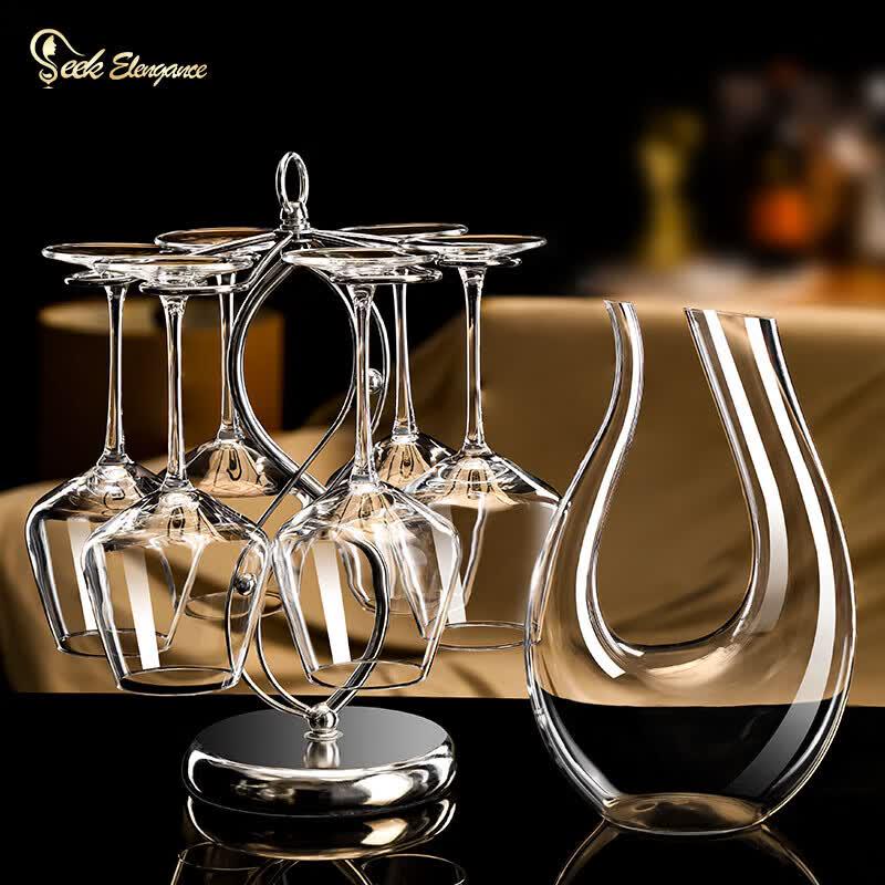 Luxury Crystal Burgundy Wine Glass and Decanter Set