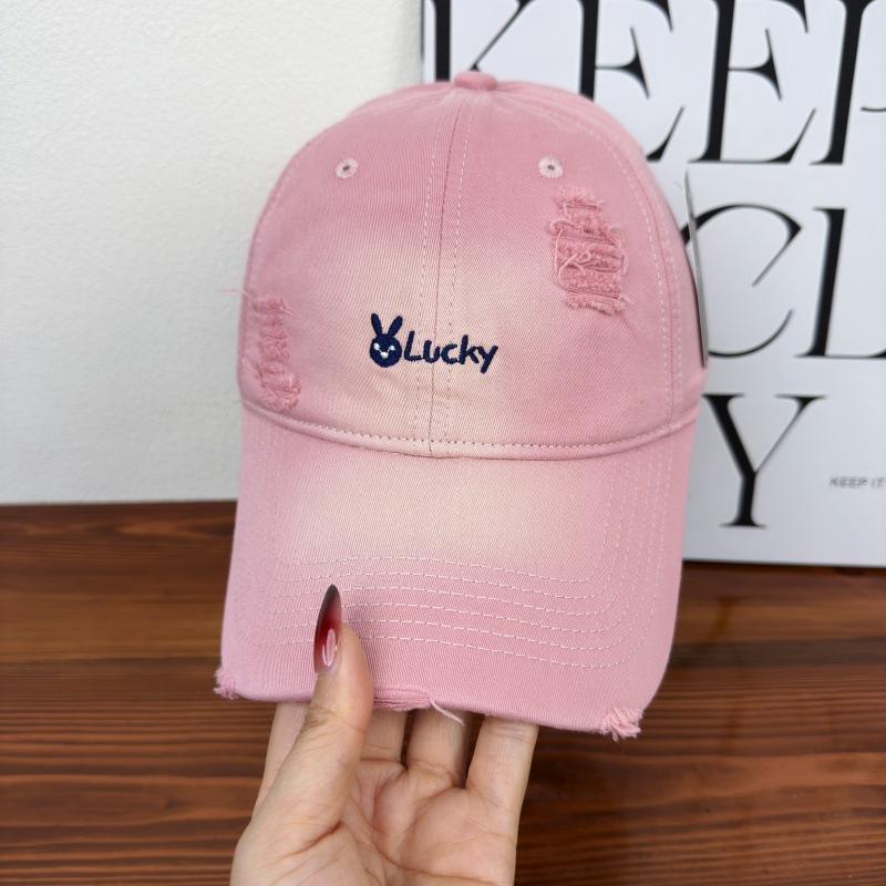Rabbit Embroidery Gradual Change Hole Embroidery Baseball Cap Spring Casual Versatile Face Small Cap Men and Women