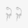 Silver Bowknot Bead Screw Stud Earrings For Women Party Classic Fine Jewelry Light Luxury Accessories