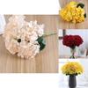 Exquisite 5 Heads Faux Silk Hydrangea Flowers Bouquet Ideal For Bridal Arrangements
