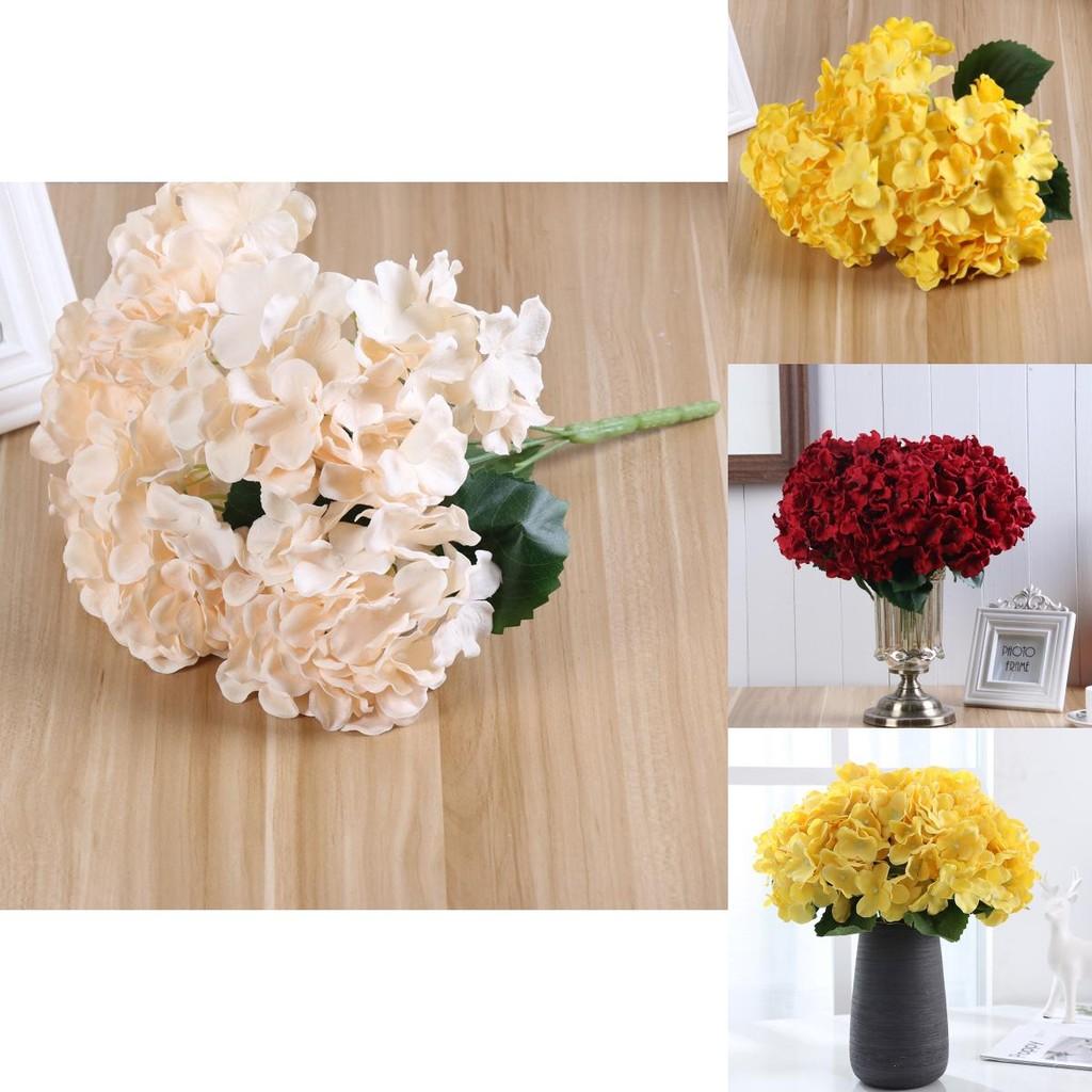 Exquisite 5 Heads Faux Silk Hydrangea Flowers Bouquet Ideal For Bridal Arrangements