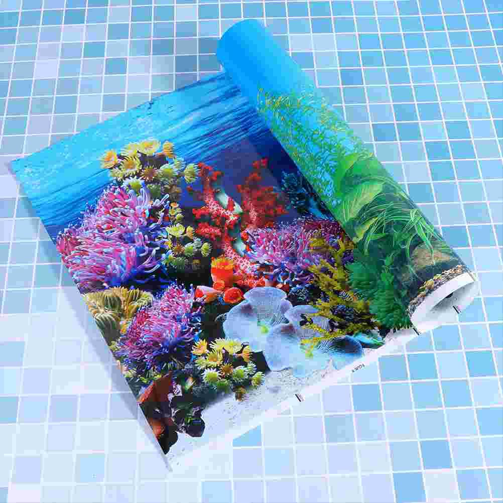 3D Landscape Double Sided Fish Tank Background Poster Aquarium Thick Film Decor Underwater Wallpaper Backdrop Thickened Printed