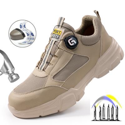 New Rotating Button Work Shoes Safety Sneakers Breathable Summer Male Boots Lightweight Indestructible Steel Toe Footwear