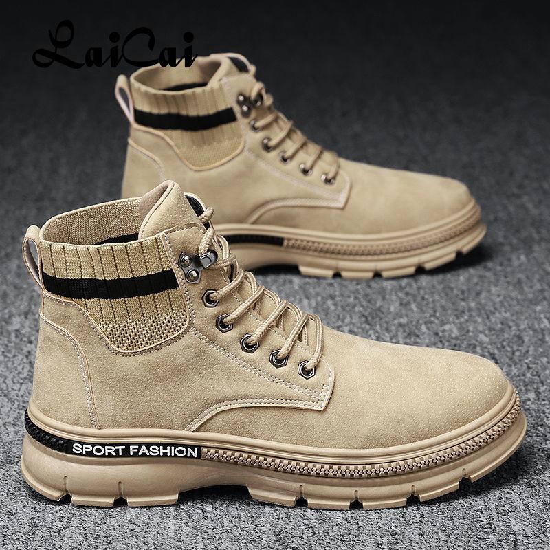 2024 New  Boots Men's High-Top Trendy All-Match Casual Work walking Shoe British Middle Top Boot Trendy Men's Shoess56