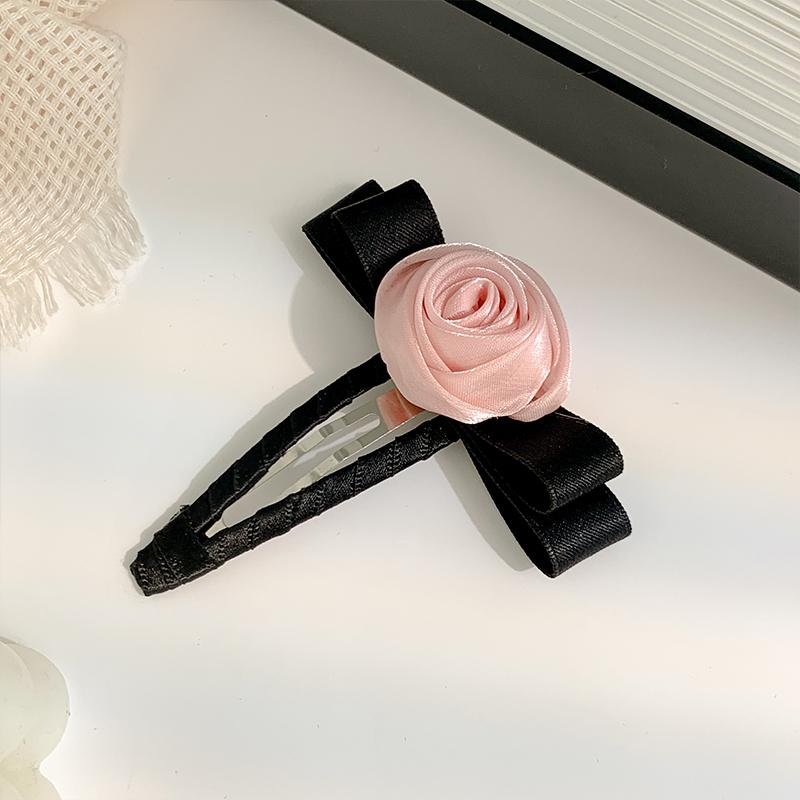 French Rose Hair Clips Bow Butterfly Flower Hairpin Women High Ponytail Hair Ties Rubber Bands Girls Hair Accessories