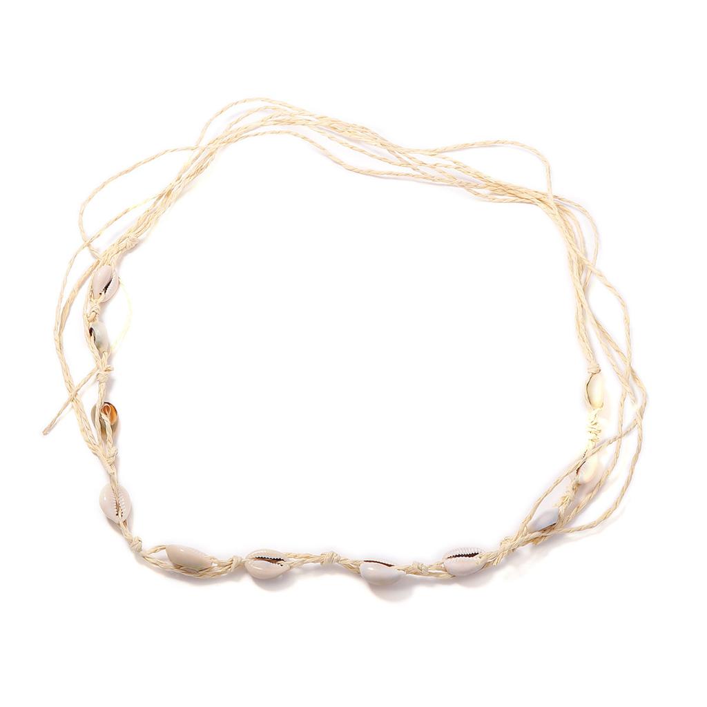 Holiday style niche personality shell starfish pendant hand-woven raffia necklace beach versatile women's models