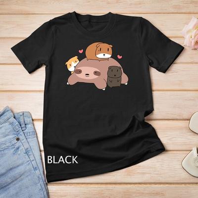 Cute Sleeping Sloth Loves Guinea Pigs for Pet Lovers Plush Unisex T-shirt