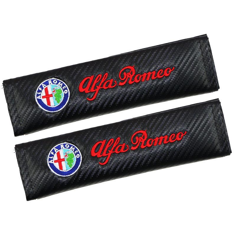 

For Alfa Romeo 2Pcs Car Seat Belt Cover Shoulder Pad Auto Accessories For Alfa Romeo Giulia Stelvio Giulietta 156 159 147 Mito T чёрный