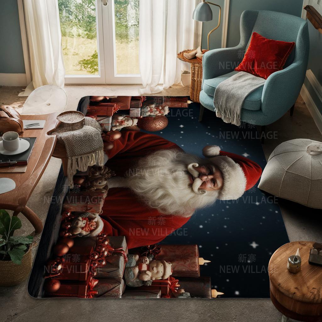 House Entrance Carpet Home Door Mat Living Room Bath Foot Bathroom Non-slip Water Absorption Rugs Bath Merry Christmas Winter