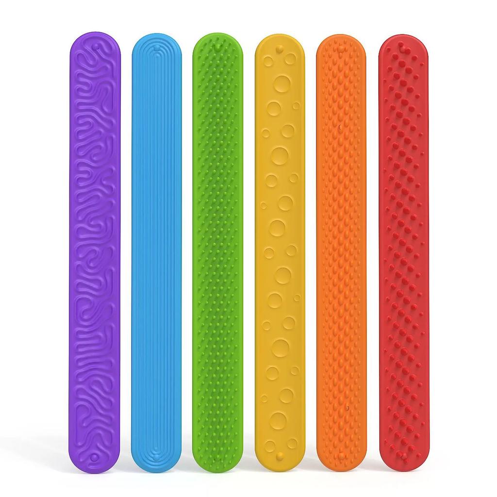 6Pcs Fidget Toys Slap Bracelets Textured Silicone Sensory Toys For Kids Autism Calming Sensory Toy For Special Needs Fidgets