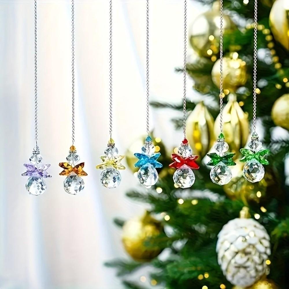 7pcs Xmas Tree Christmas Tree Ornaments Glass Ball Crystal Angel Hanging Decor  Winter Party