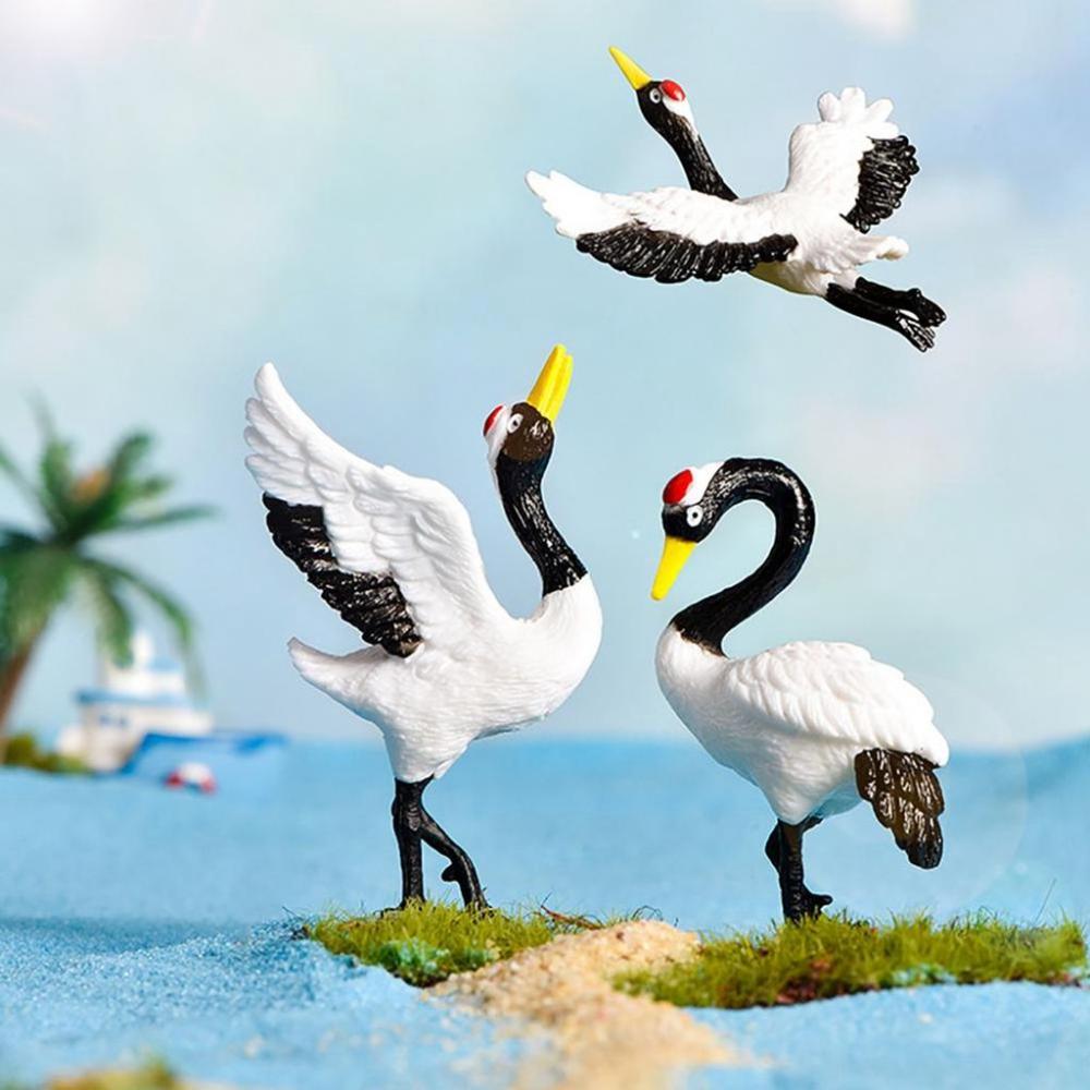 

Crane Bonsai Ornament Crane Figurine Micro Landscape Red-crowned Crane Model Desktop Decor