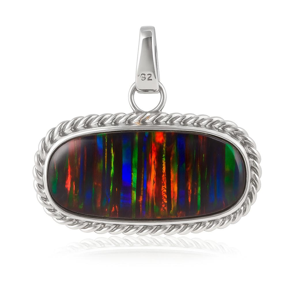Extremely Rare Natural Opal CERTIFIED 30 Ct Oval 925 Sterling Silver Pendant