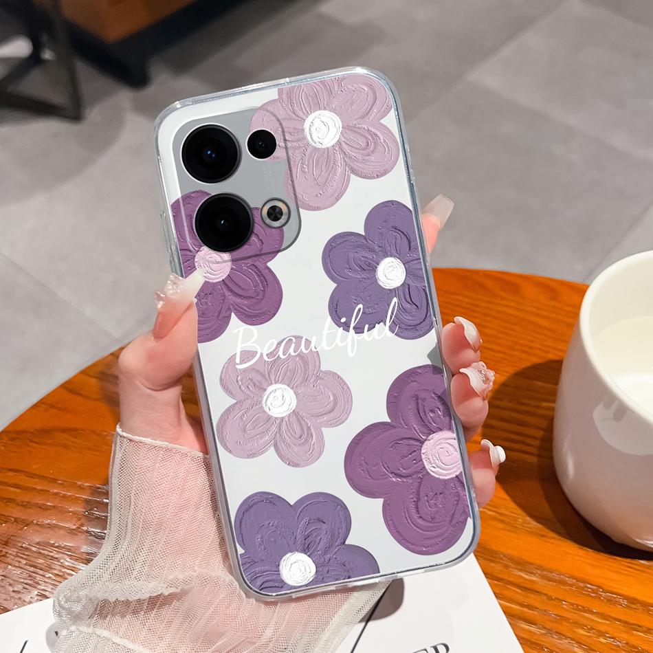 For Oppo Reno 13 Pro Phone Cases Leisure Flower Transparent Back Cover For Oppo Reno13 Pro 13Pro 5G Soft Slim Anti Drop Housing
