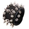 Punk Skeleton Bracelet for Men Metal Rivet Studs Personality Genuine Leather Bracelets Bangles