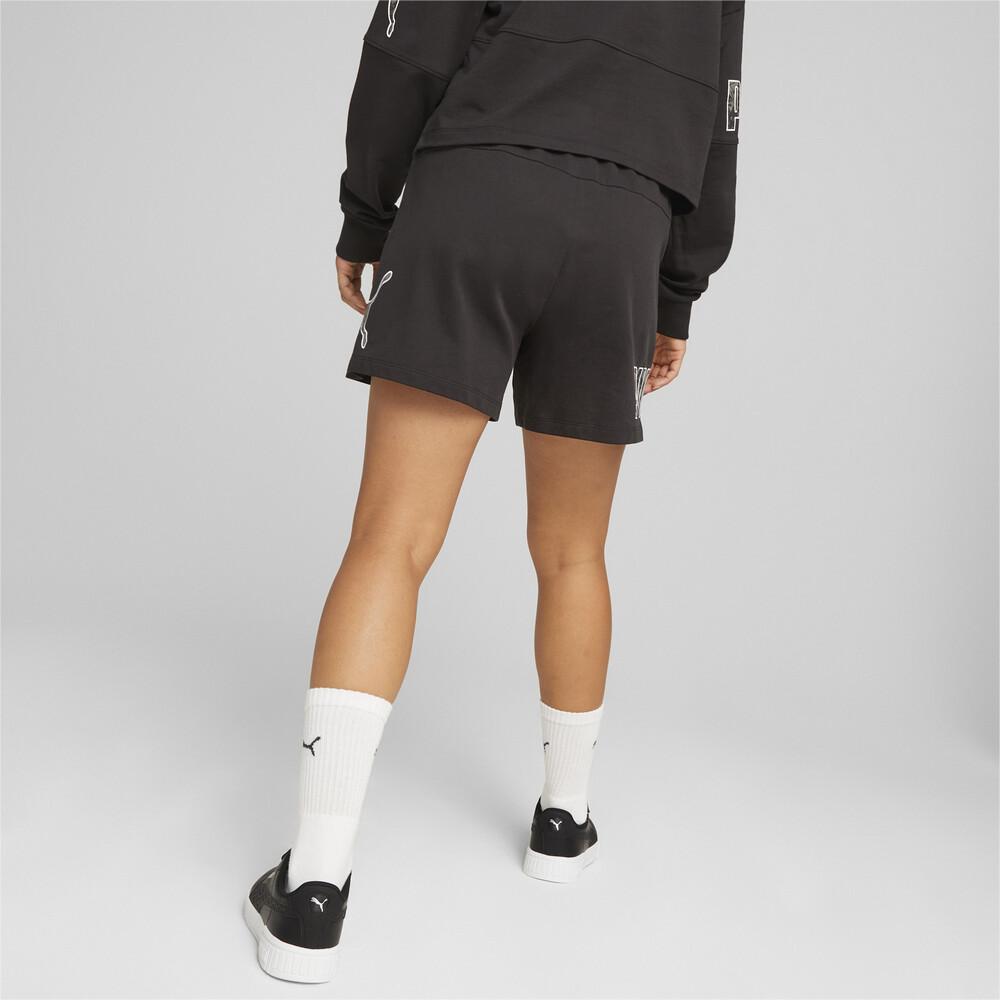 Puma Power Letter Straight High Waist Lace Up Casual Shorts Women shorts Black 674064-01