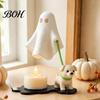 3D Printed Halloween Decor Ghost Walking Dog Night Light, LED Warm Lamp, Cute Lightweight Table Ornament Puppy Statue with Candle, Home Party Holiday