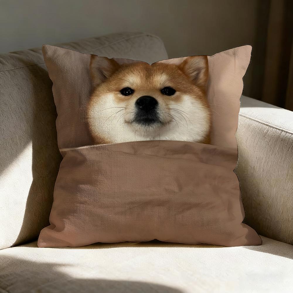 Federa per Cuscino Shiba Inu Carino Copricuscini in Lino Copertura per Divano Soggiorno Panca Patio Pavimento Decorazioni per la Casa in Lino