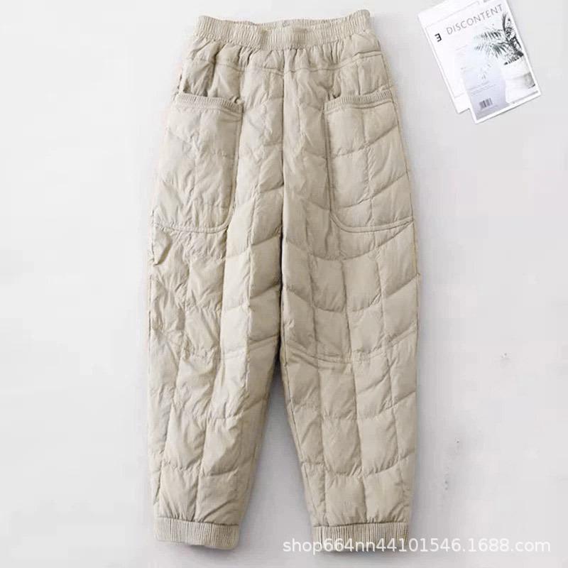 

2024 Осень/Зима Модные теплые хлопковые мешковатые брюки больших размеров с эластичной талией 4XL (160-180 jin) хаки