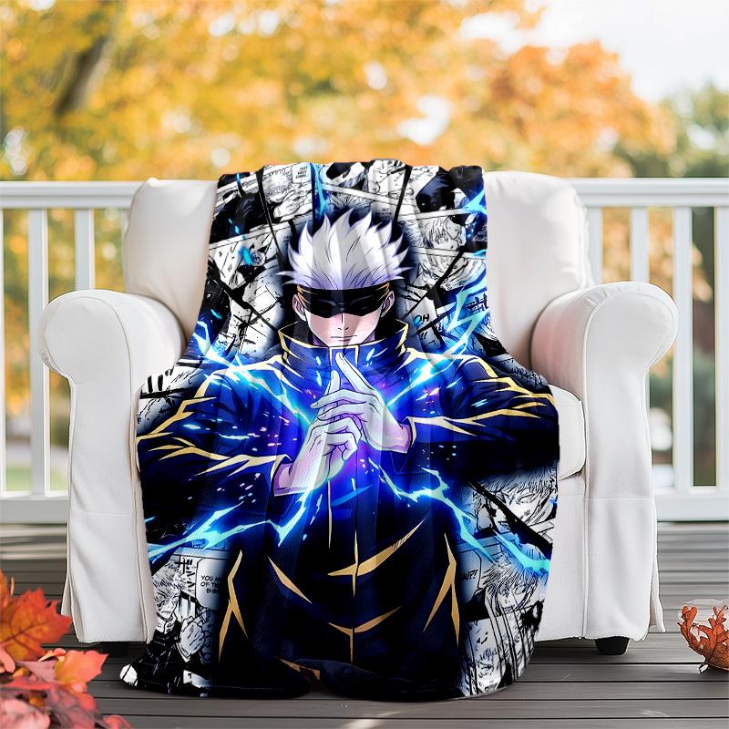 1pc Gojo Satoru (5) Theme Blanket - Digital Print, Polyester, Cozy for All Seasons, Perfect for Outdoor, and Travel