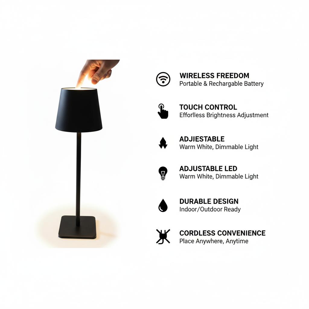 Metal Table Lamp 36 Cm Black Rechargeable With Usb-C Charging