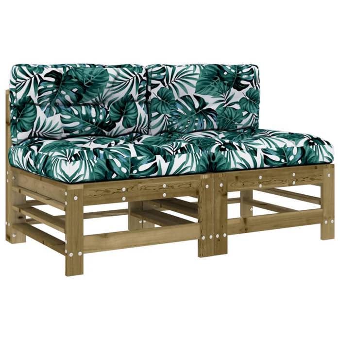 VidaXL Center Sofas with Cushions 2 Pcs Impregnated Pine Wood, Garden Sofa, Garden Seat, Outdoor Seat, 825694