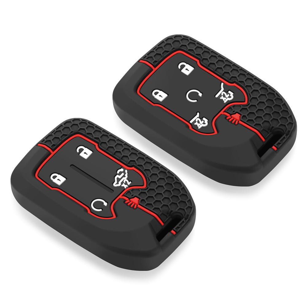 Silikon-Autoschlüsselabdeckung, Schlüsselanhänger für Chevrolet Suburban Silverado GMC Terrain Yukon Tahoe Sierra Smart Autozubehör Schlüsselanhänger
