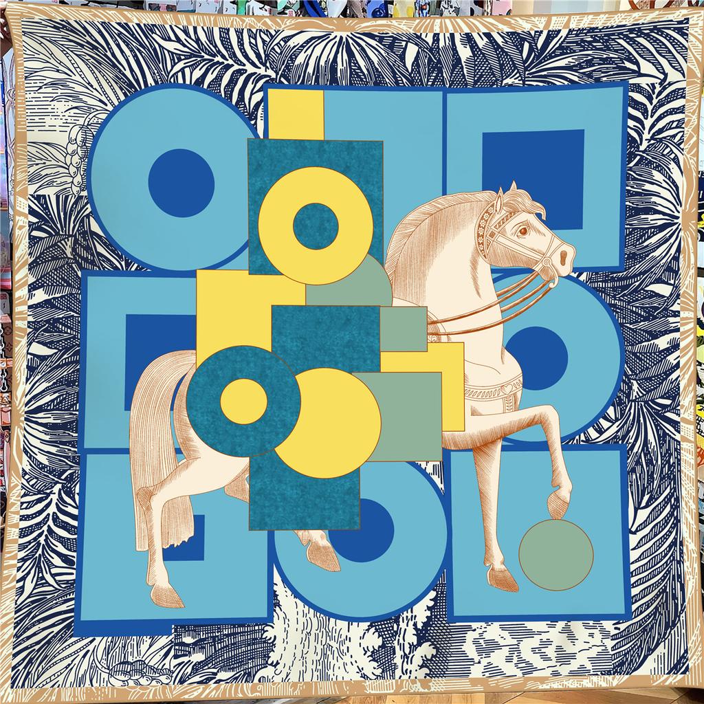 130cm Winter Imitation Silk Cashmere Scarf Women Keep Warm Brand Horse Square Scarf Shawl Luxury Pashmina Fashion Hijab Bandana