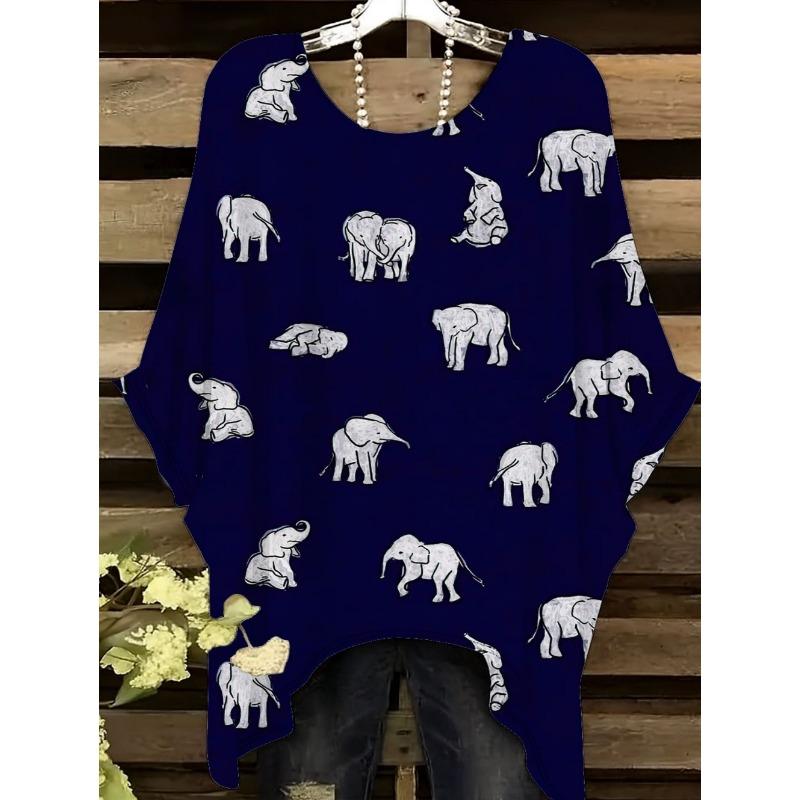 

Fashion Women s T Shirt Elephant Graphic Girl Clothes Summer O-Neck Short Sleeve Tee Female Harajuku Streetwear 5XL