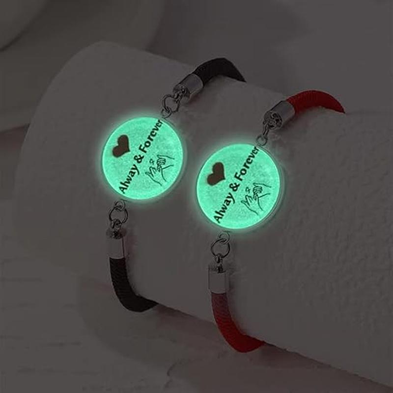 2 Pcs/Set Stainless Steel Couples Bracelet For Women Lover Luminous Sun Moon Rope Charm Friendship Valentine'S Day Jewelry Gift