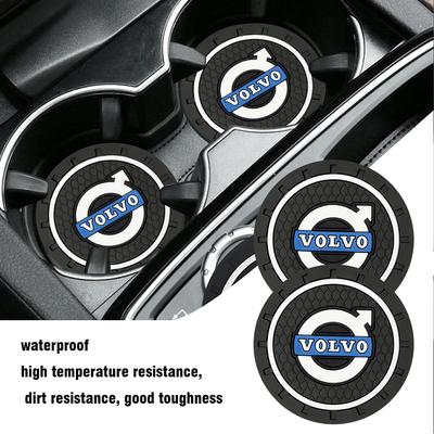1/2 pezzi Tappetino Sottobicchiere per Auto in Silicone Portabicchieri Antiscivolo Decorazione Emblema Auto Per Rdesign Xc90 Xc60 S40 S60 S80 V40 V50 V60