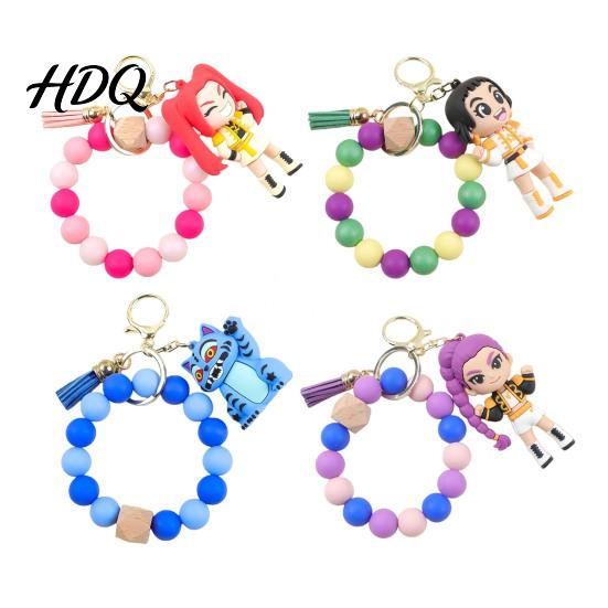 Attractive Kids Keychain Pendant Anime Doll Charm Beads Bracelet Key Companion Chain Party Favor