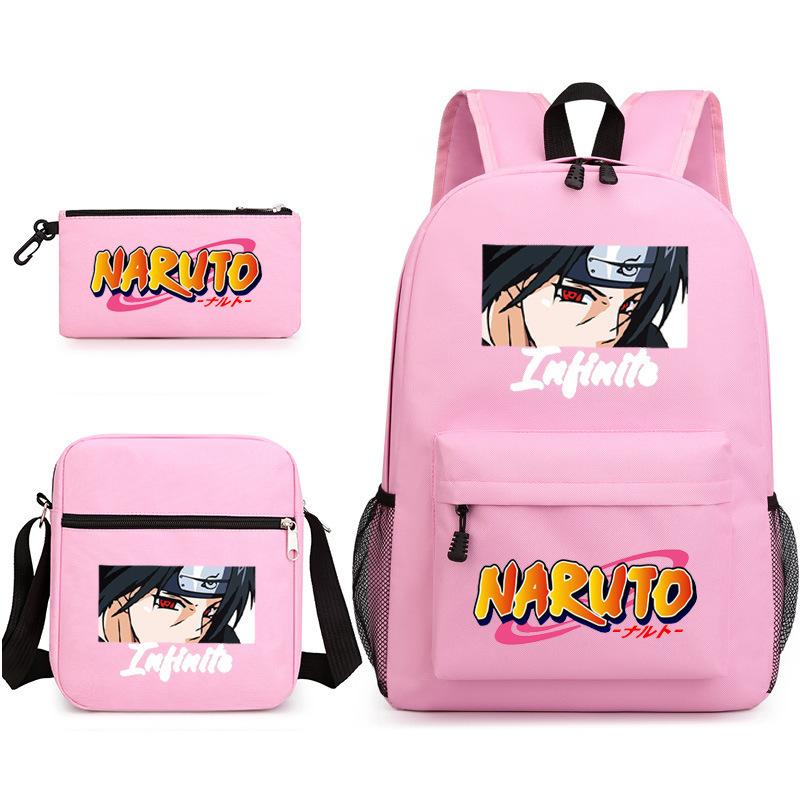 Naruto Starry Sky School Bag Three-Piece Shoulder Bag Pencil Case Anime Cartoon Backpack Male