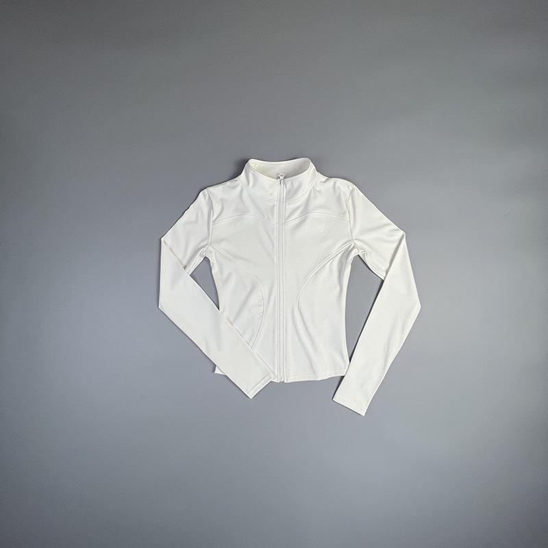 Women's Slim Fit Yoga Jacket - Long Sleeve, Stand Collar, Zipper, for Autumn/Winter Running and Fitness.