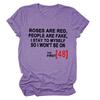 Roses Are Red Women's Loose Round Neck T-Shirt - Short Sleeve, Simple Design, 2021