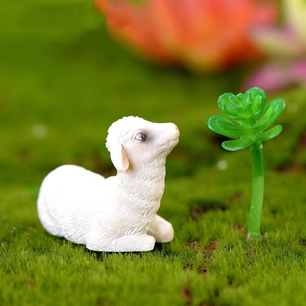 

8PCS Resin Sheep Model Ornament Simulation Micro Landscape Ornaments Garden Decor Living Room Style B