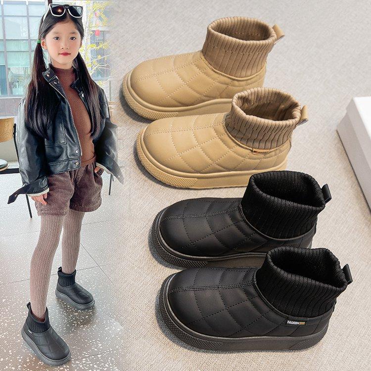 Children's Velvet Cotton Shoes 2025 Winter New Girls Socks Boots Boys Cotton Boots Warm Girls Thickened Snow Boots