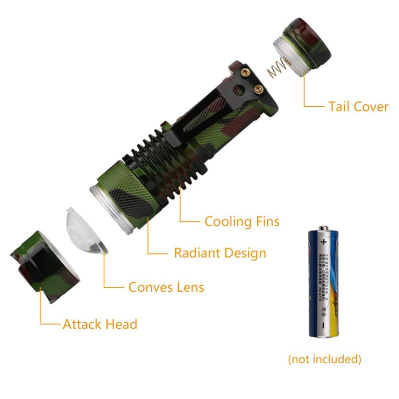 Sk68 1000Lm Flashlight Waterproof Camouflage Led Flashlight Torch Portable Light