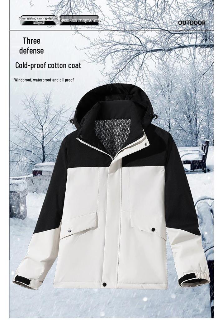 Unisex Windproof Waterproof Cotton Down Jacket with Velvet Lining – Thickened for Warmth and Cold Protection