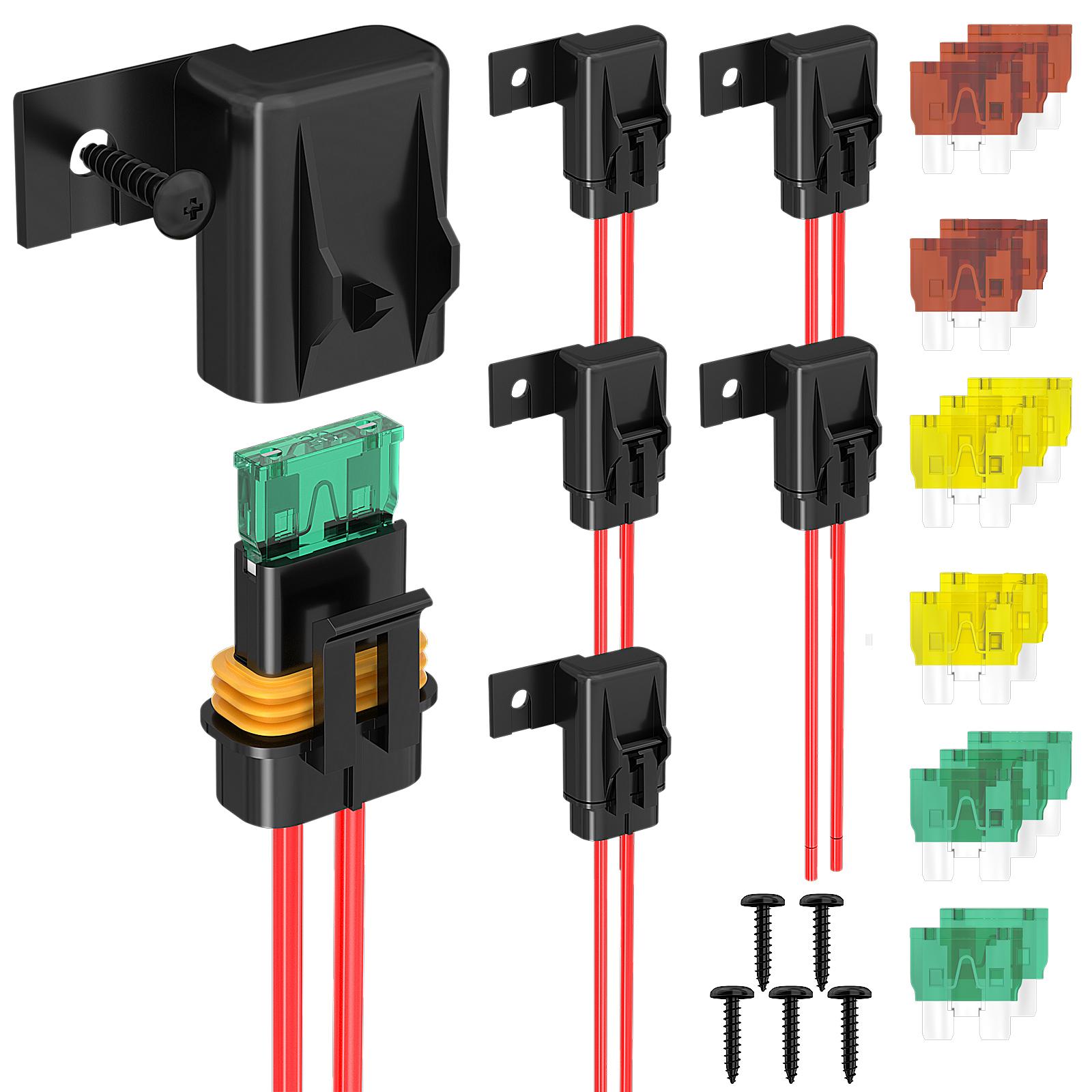 Inline Fuse Holder 12V ATC/ATO Blade Fuse Holder with 20 Amp 30 Amp 40 Amp Inline Fuse Holder for Vehicle чёрный