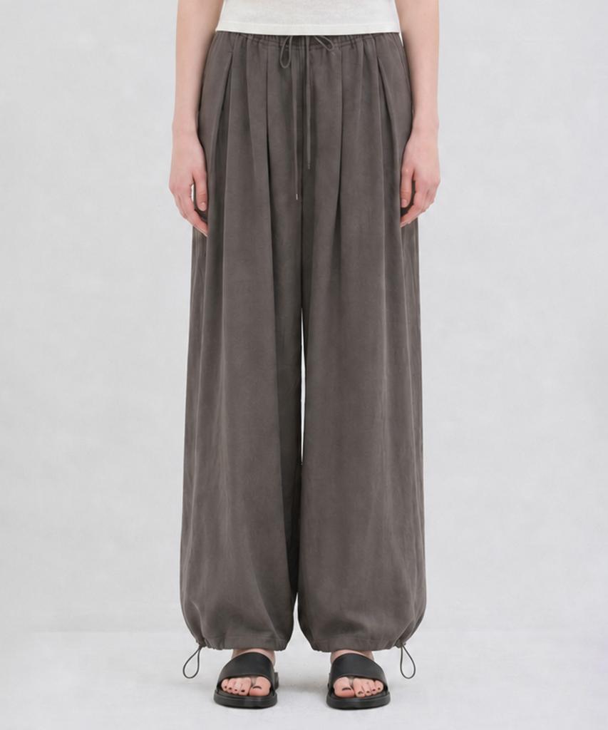 CAMINO Linen Harem Elastic Waist Pants Charcoal